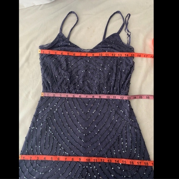 EUC! Adrianna Papell Art Deco Beaded Blouson Gown in Dark Heather [SZ: 2 ]‎ - Picture 9 of 14